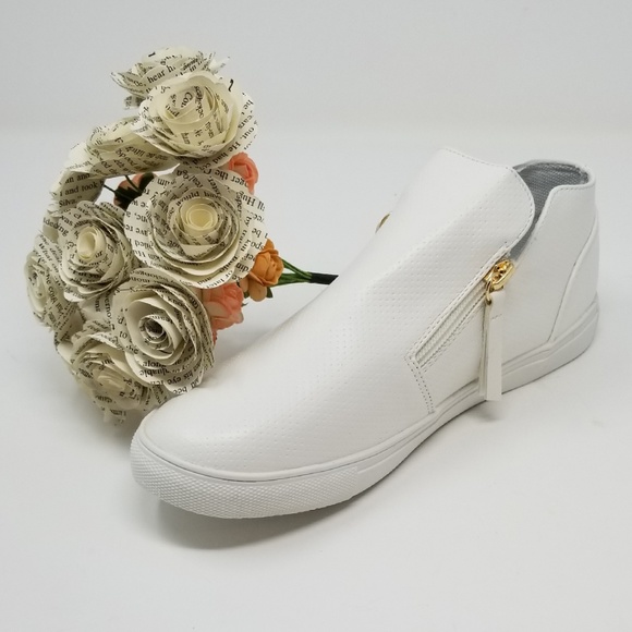 Women Walking Shoes, Fashion Zipper Sneakers, SN-2808, White - Picture 2 of 5